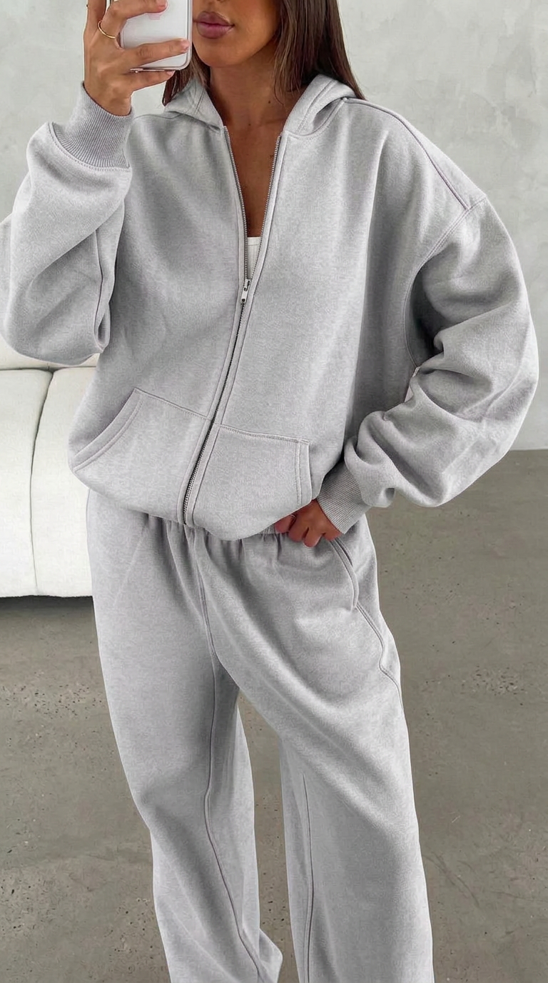 ZIP-UP HOODIE light grey