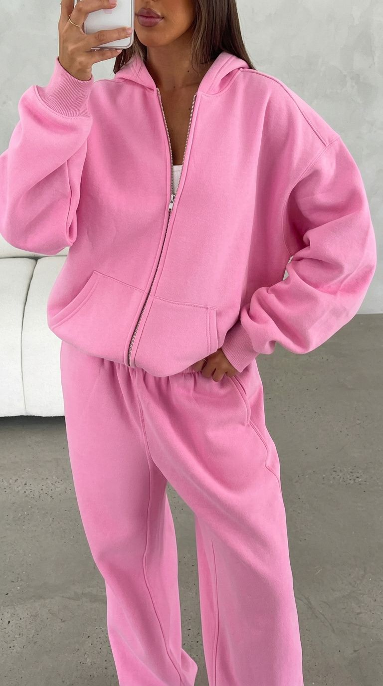 ZIP-UP HOODIE pink